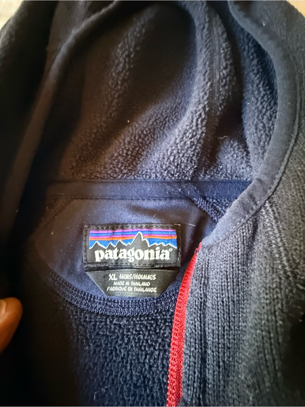 Patagonia Navy Better Sweater Hooded Fleece Jacket with Red Trim